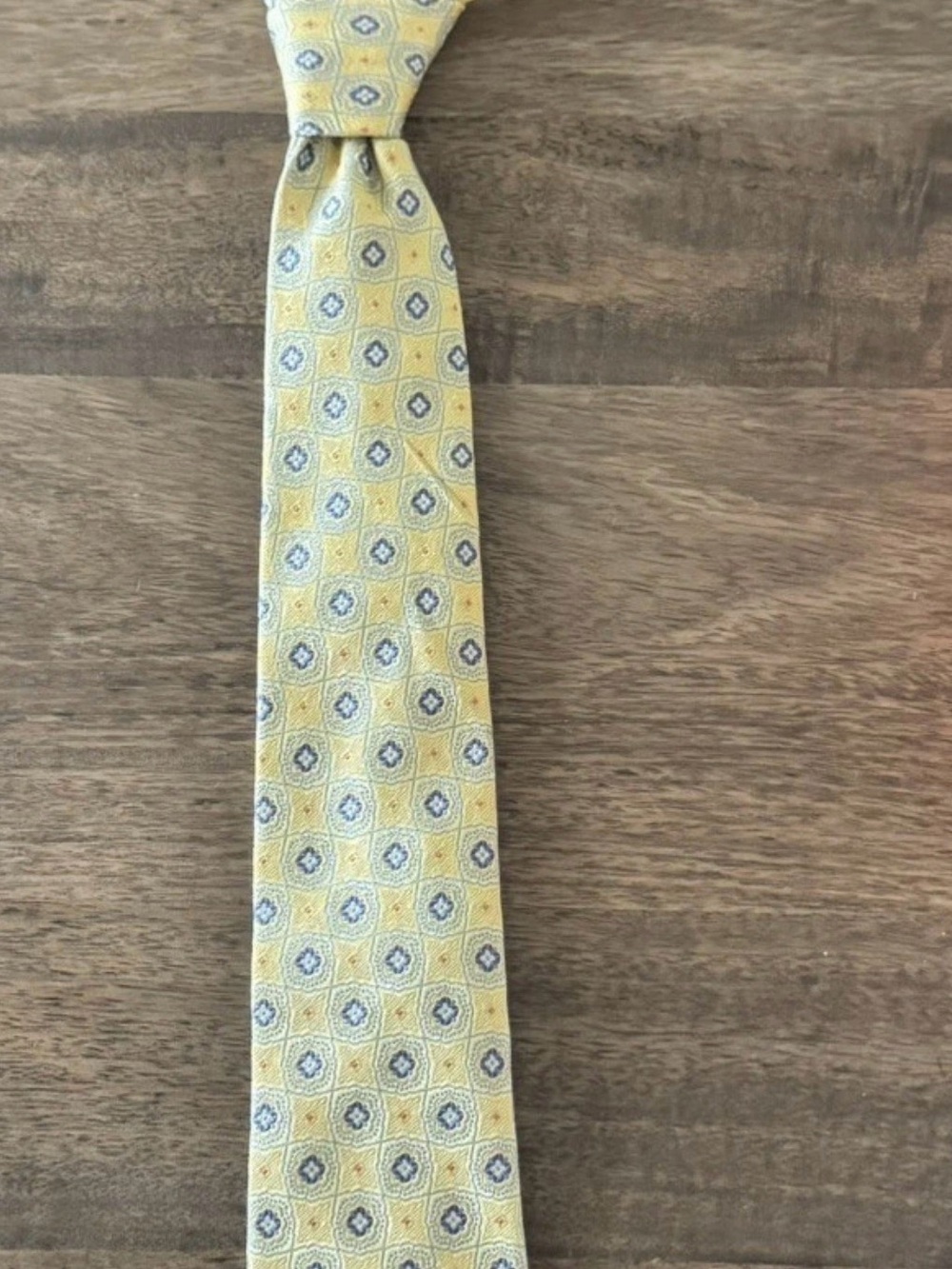 Joseph Abboud Tie - Yellow &Blue Geometric SILK Necktie - Men's Classic